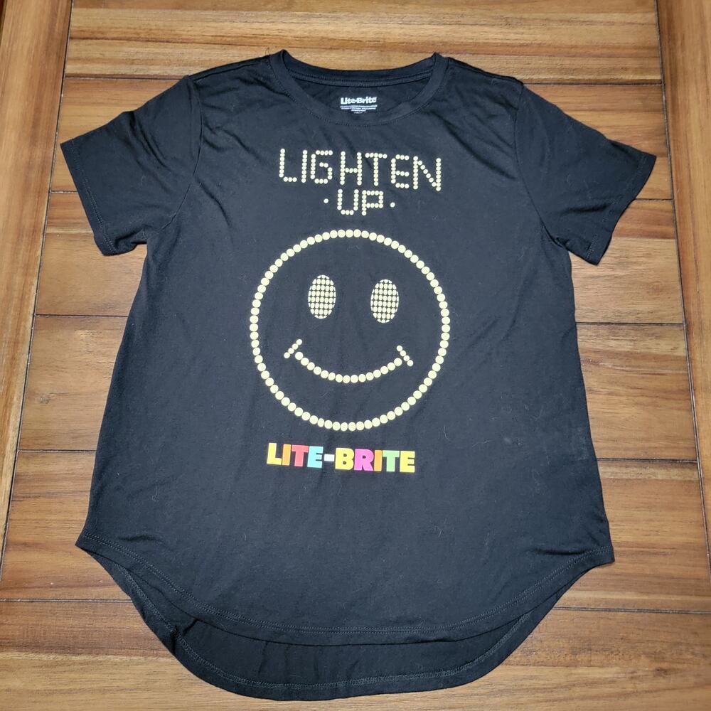Lite-Brite Junior Black Tee "Lighten Up" - Size XL (15-17)